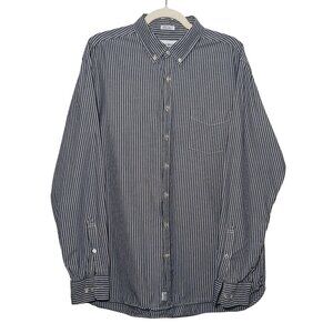 Lucky‎ Brand Men's White Label Fit Cotton Button-up Shirt Gray/White Stripes XL